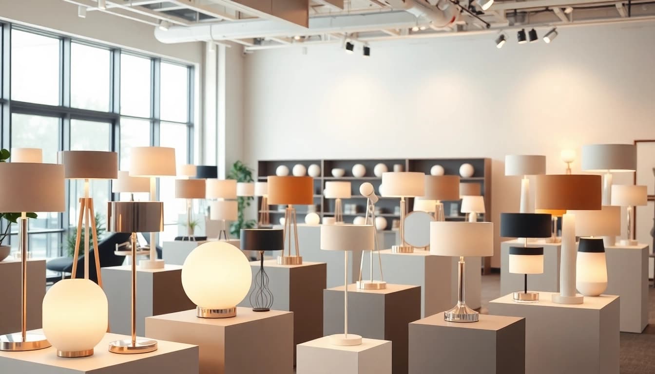 Showcase of ELC Lamps Online highlighting stylish designs and vibrant atmosphere.