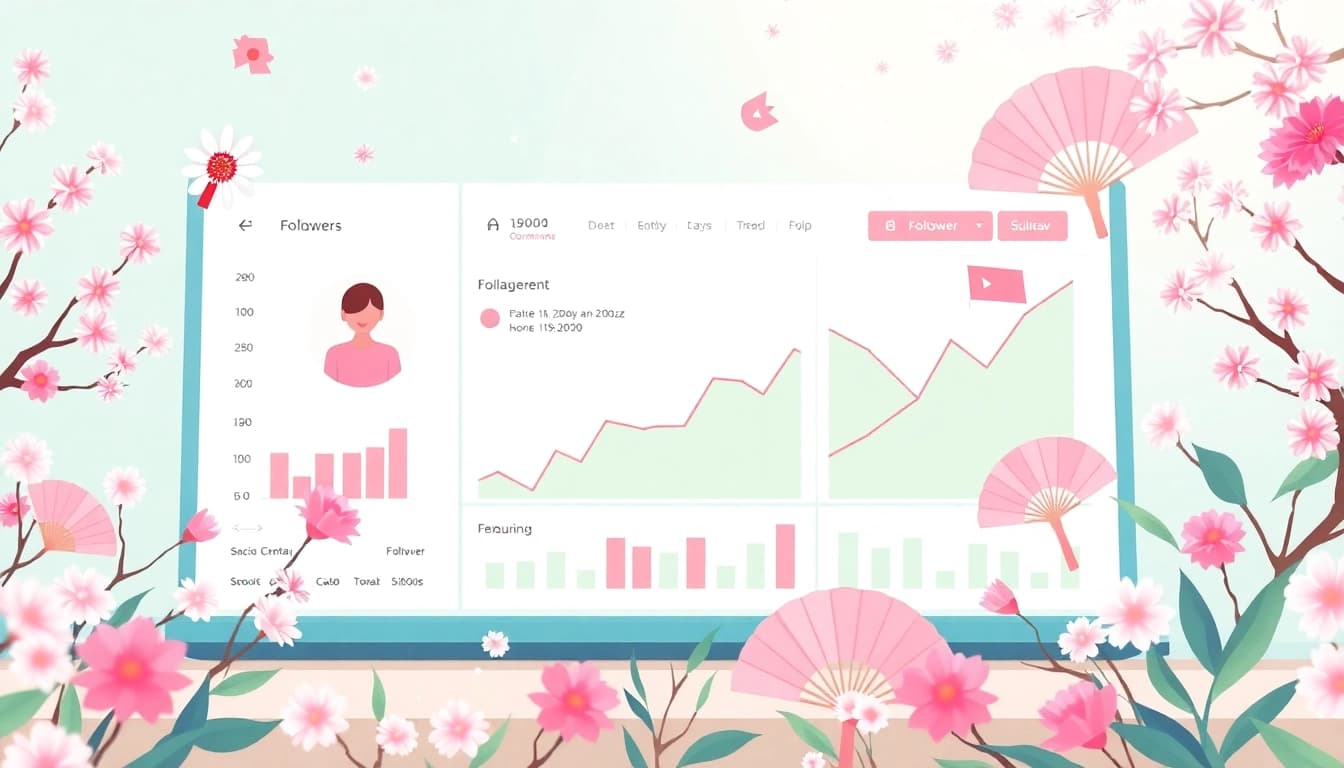 日本人フォロワー 購入でフォロワー数が増加するソーシャルメディアのダッシュボードを示す。