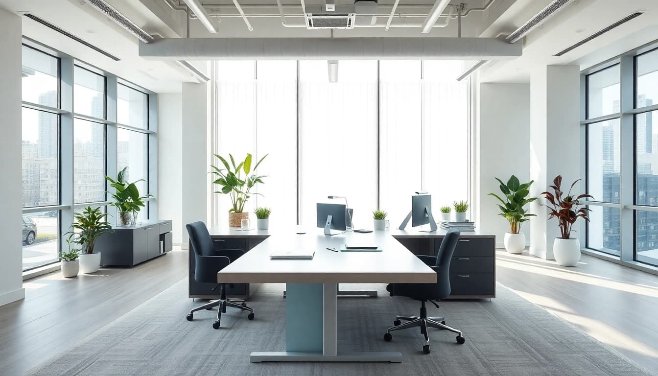 Kinghams modern workspace showcasing productivity and inspiration in a bright office environment.