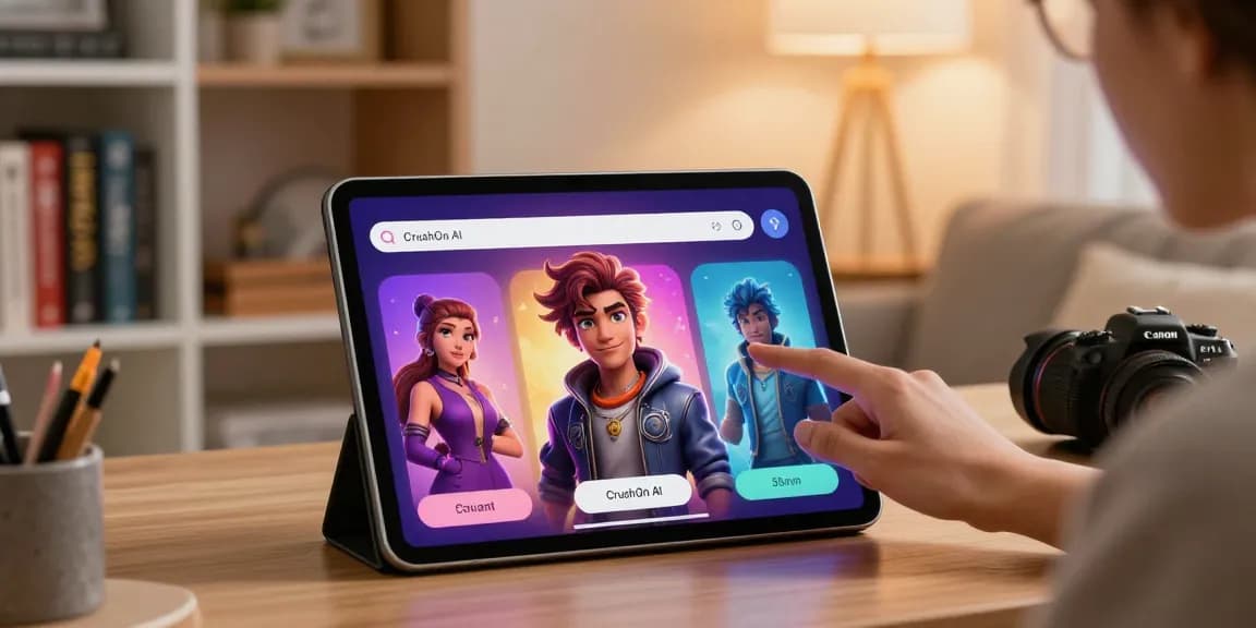 Engaging with CrushOn AI character in a cozy digital chat setting.