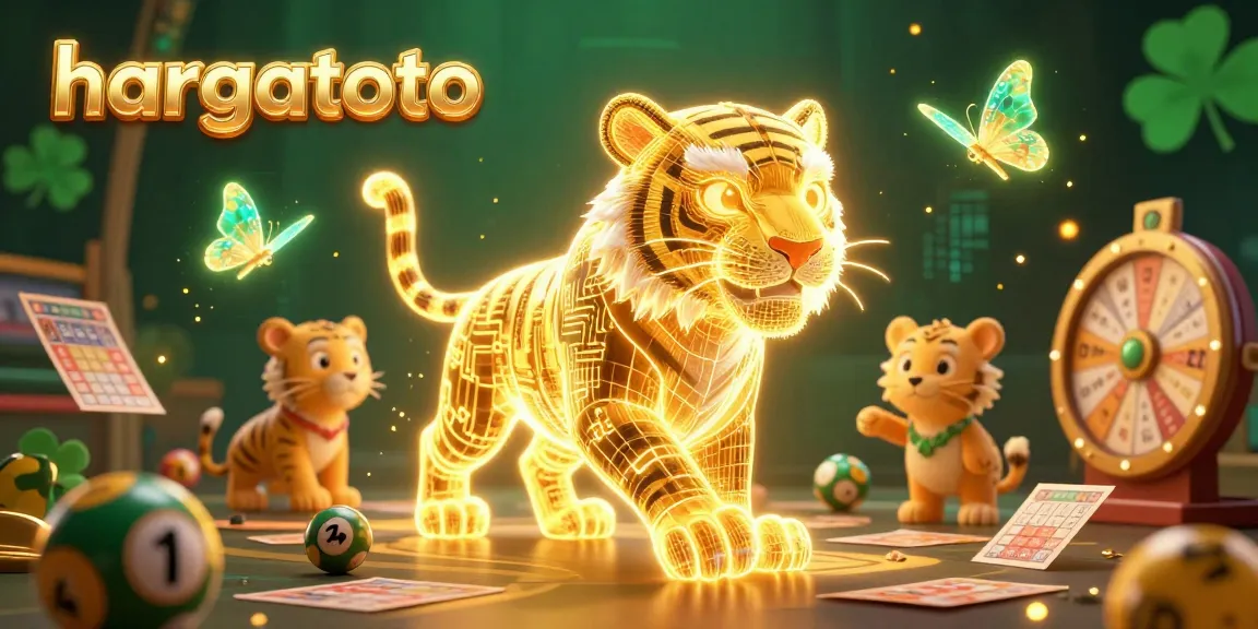 Experience high-stakes Toto 4D excitement with hargatoto's vibrant 3D illustration of a digital casino scene.