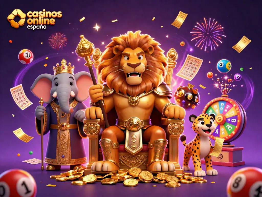 Disfruta de los casinos online España con la alegría de un rey león y su corte mágica.
