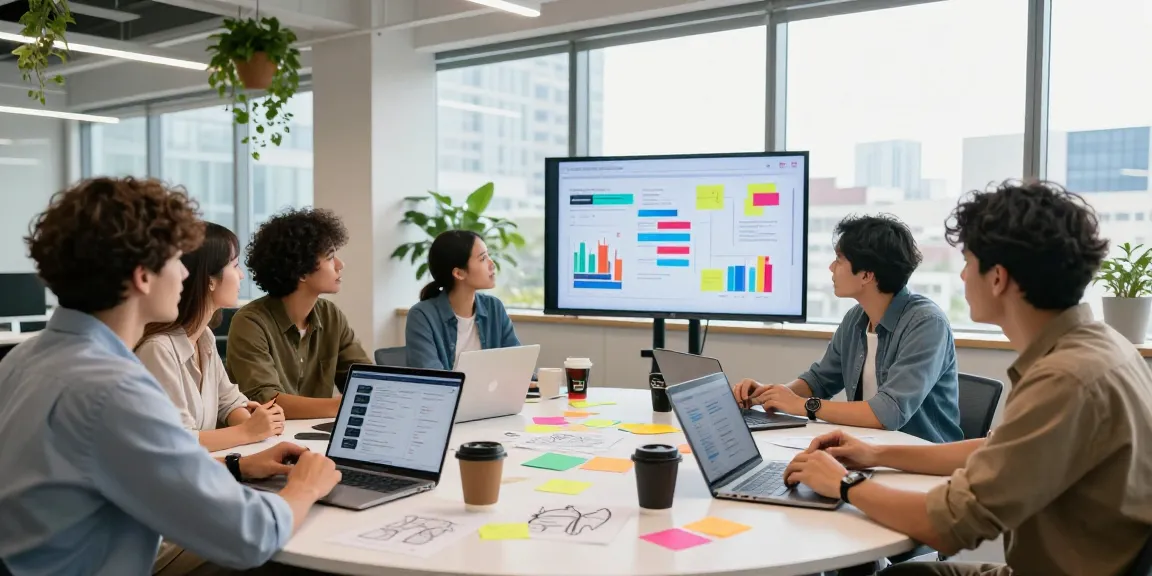 Team brainstorming innovative solutions for tech startup, showcasing creativity in dynamic workspace environment with a focus on 'crush on' digital strategies.
