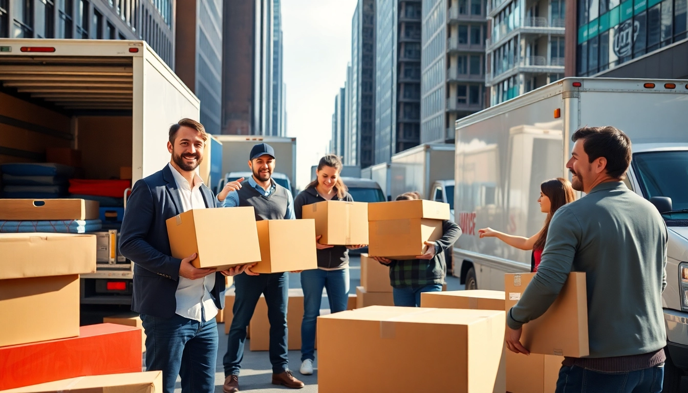 Team of movers assisting a family with their move organized by moving company canada.