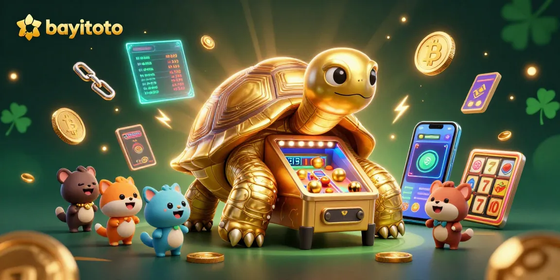 Check out bayitoto’s exciting ultimate slot experience featuring a golden tortoise and vibrant gaming elements.