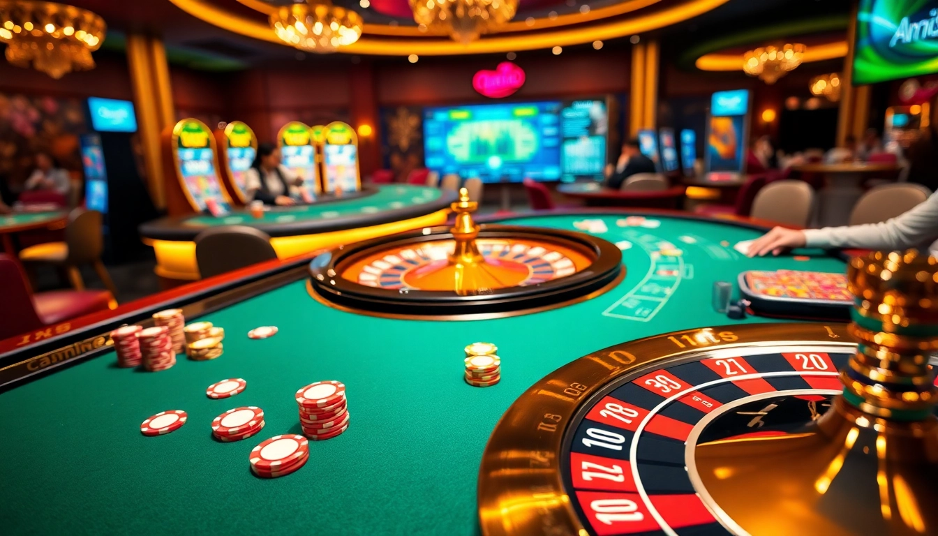 Ressentez l'excitation du casino en ligne 2026 avec une scène de roulette dynamique et des joueurs engagés.
