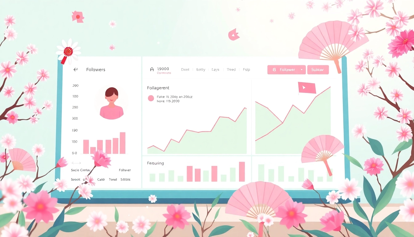 日本人フォロワー 購入でフォロワー数が増加するソーシャルメディアのダッシュボードを示す。