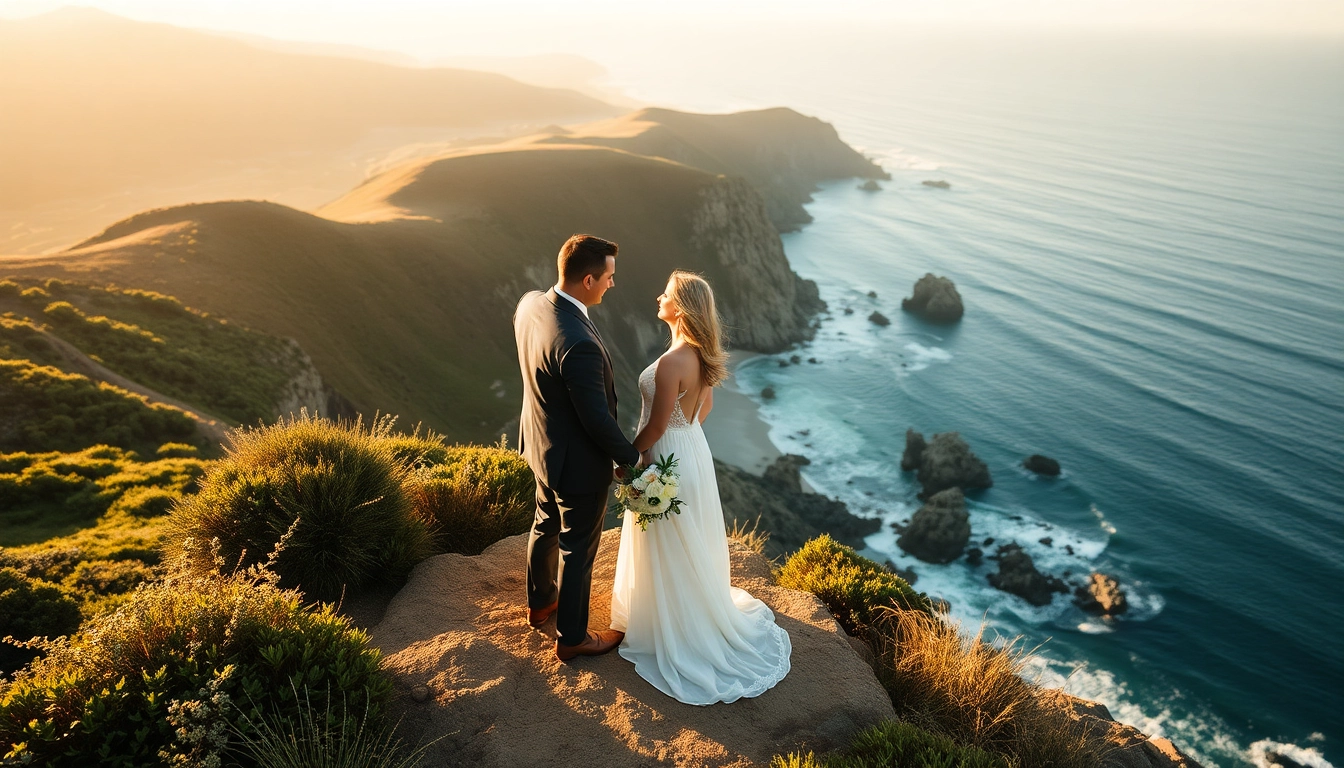 Capturing an enchanting moment of Big Sur wedding photography, featuring a couple against a breathtaking coastal backdrop.