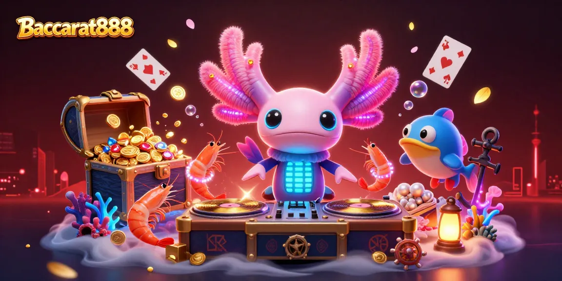 Baccarat888 spins winning strategies in an ultra-detailed casino scene with vibrant undersea elements.