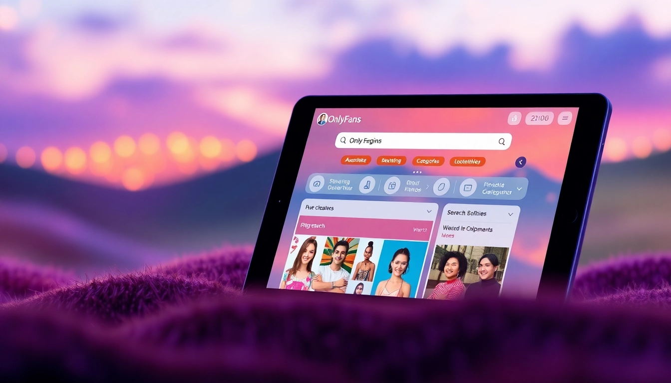 OnlyFans Search interface showcasing diverse creators and categories, promoting user-friendly exploration.
