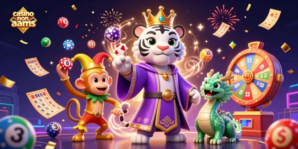 I giochi nei casino non AAMS offrono emozioni intense e vincite mentre la tigre e la scimmia festeggiano.