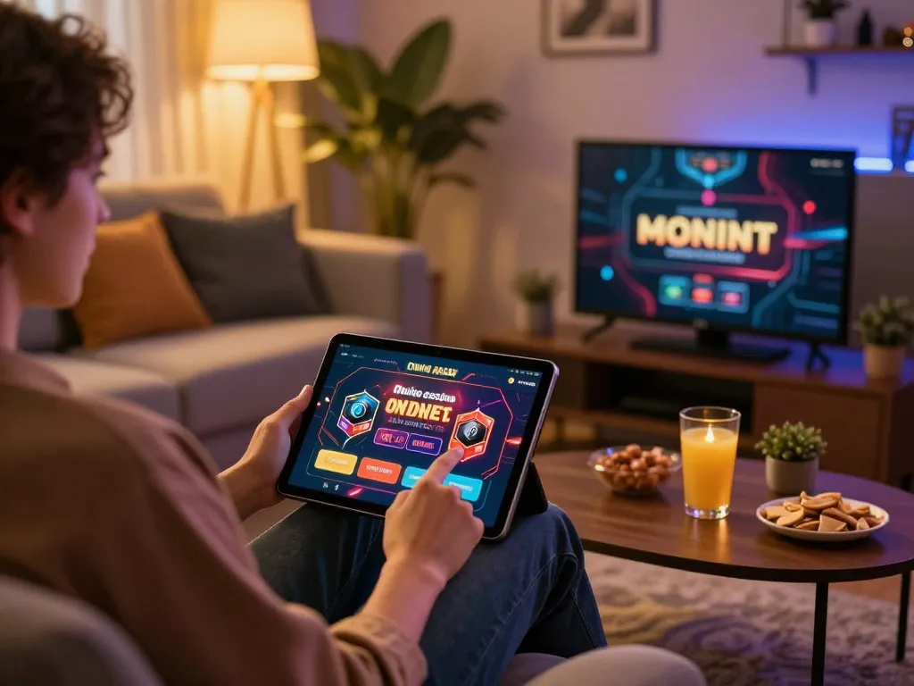 Engaging with the lista casino online non aams from a cozy home setup, highlighting strategic gameplay.