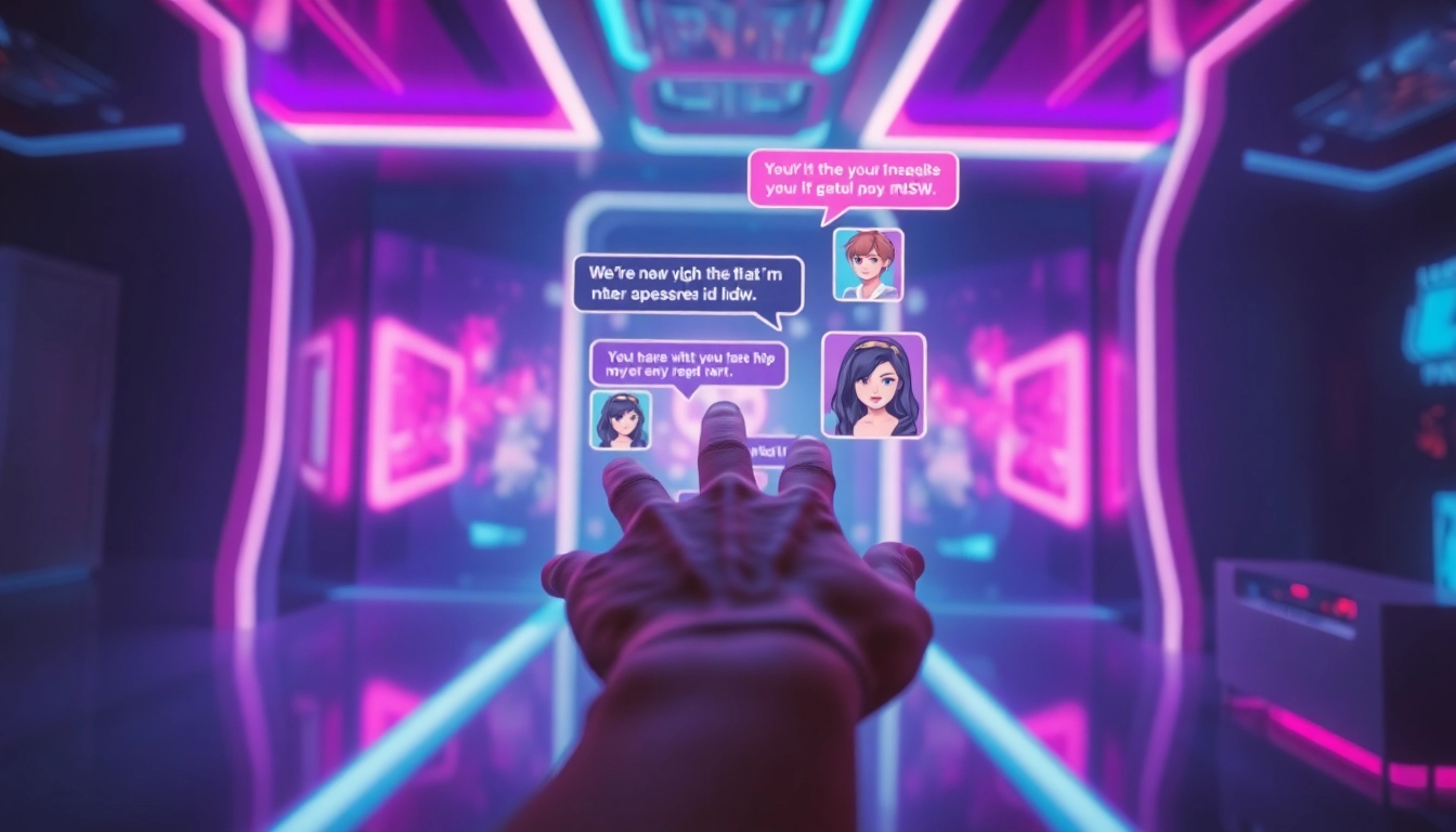Engaging NSFW AI chat interface showcasing dynamic character interactions and vibrant visuals.