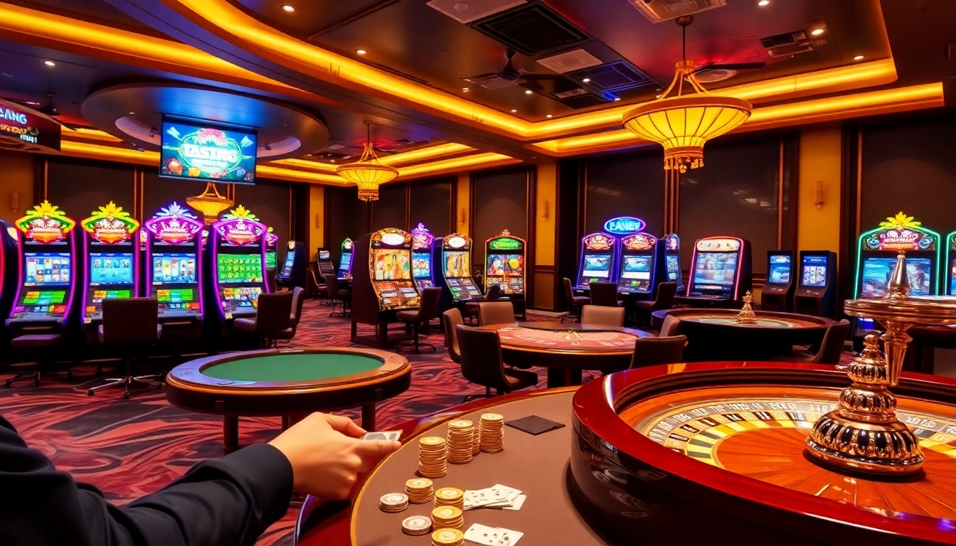 Rejoignez l'excitation dans un casino en ligne 2026 luxueux avec des machines à sous vibrantes et des tables de poker.