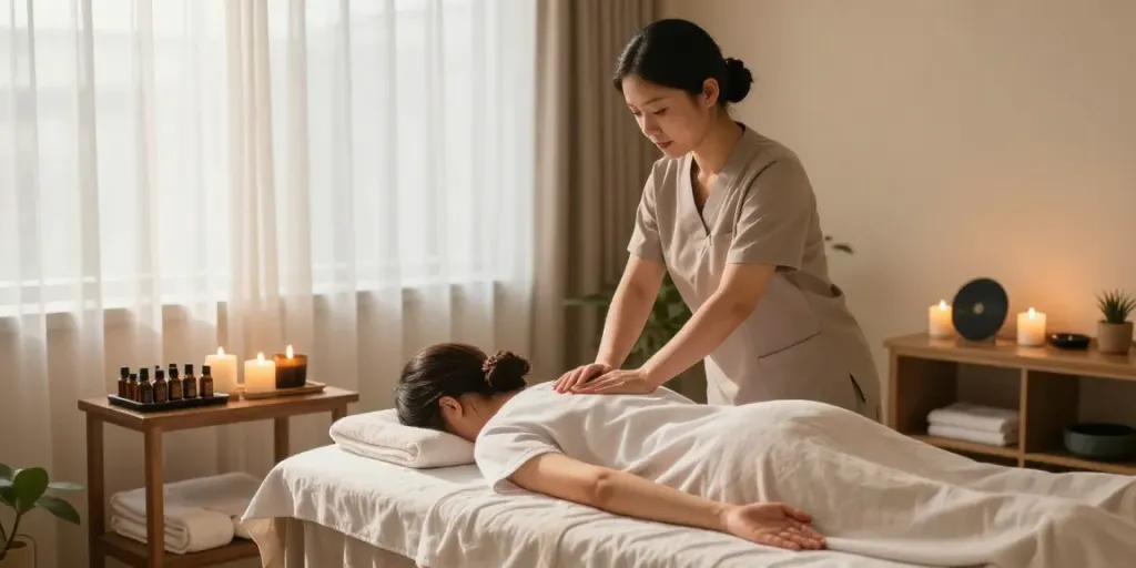 Experience relaxing 역곡출장마사지 in a serene wellness spa environment.