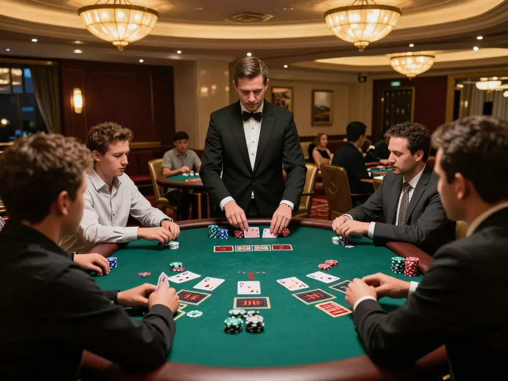 Players enjoying a thrilling blackjack game at 388bet casino, showcasing high-stakes action and atmosphere.
