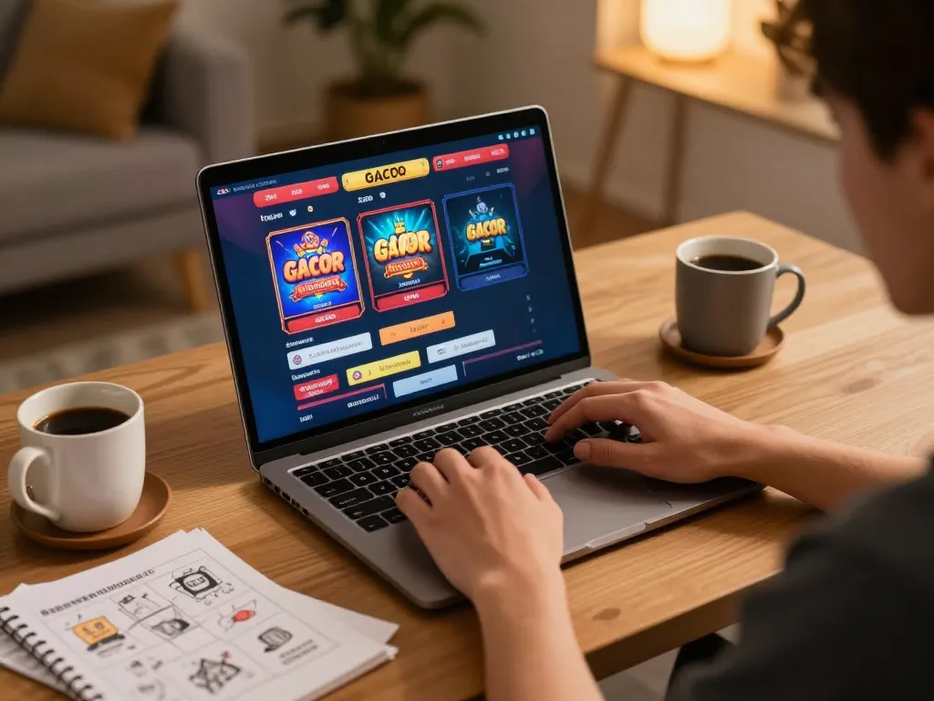 Engaging online session showcasing slot gacor game's interface with a player actively strategizing.