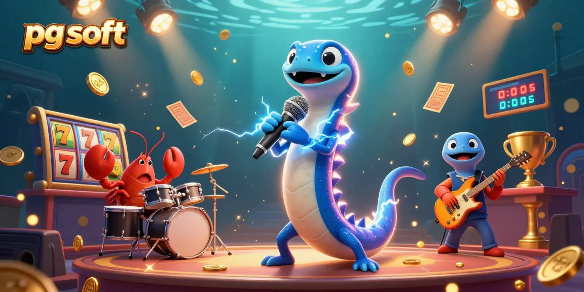Experience thrilling pg soft slot games with a 3D electric eel DJ performing in an underwater casino.