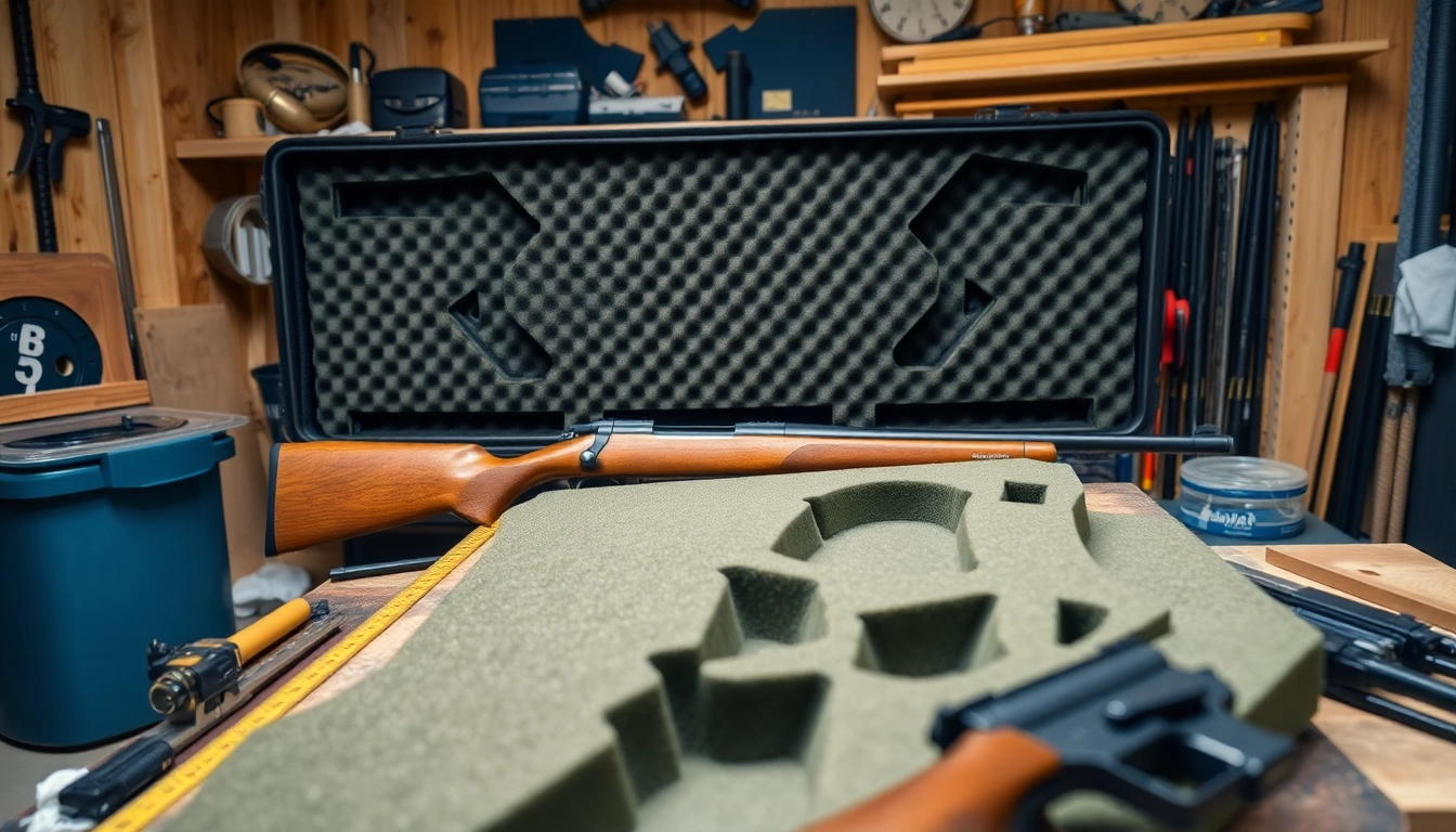 Foam for rifle case offering customized protection with intricate cutouts.