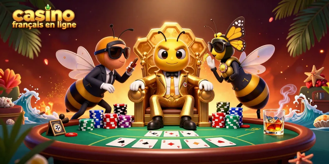 Visualisez le casino francais en ligne avec des personnages animés au sommet d'une scène palpitante.