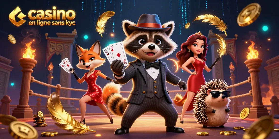 Jouer sur un casino en ligne sans KYC avec des personnages de jeu colorés, ambiance riche et dynamique.