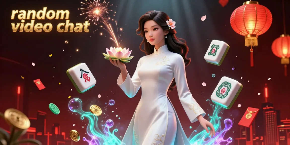Engage in random video chat with strangers, highlighted by vibrant visuals and gambling-themed elements.