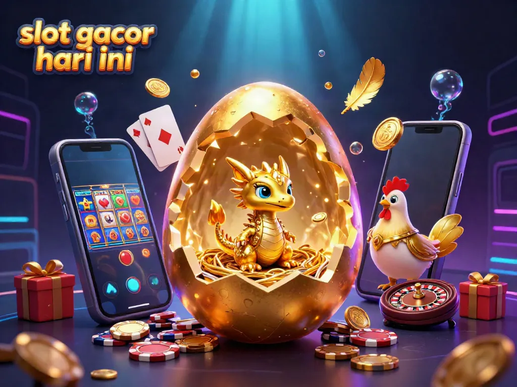 Permainan slot gacor hari ini dengan simbol keberuntungan dan koin emas mengelilingi karakter keberuntungan.