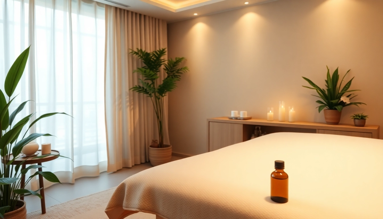 Relaxing 출장안마 spa environment with soothing lighting and decor