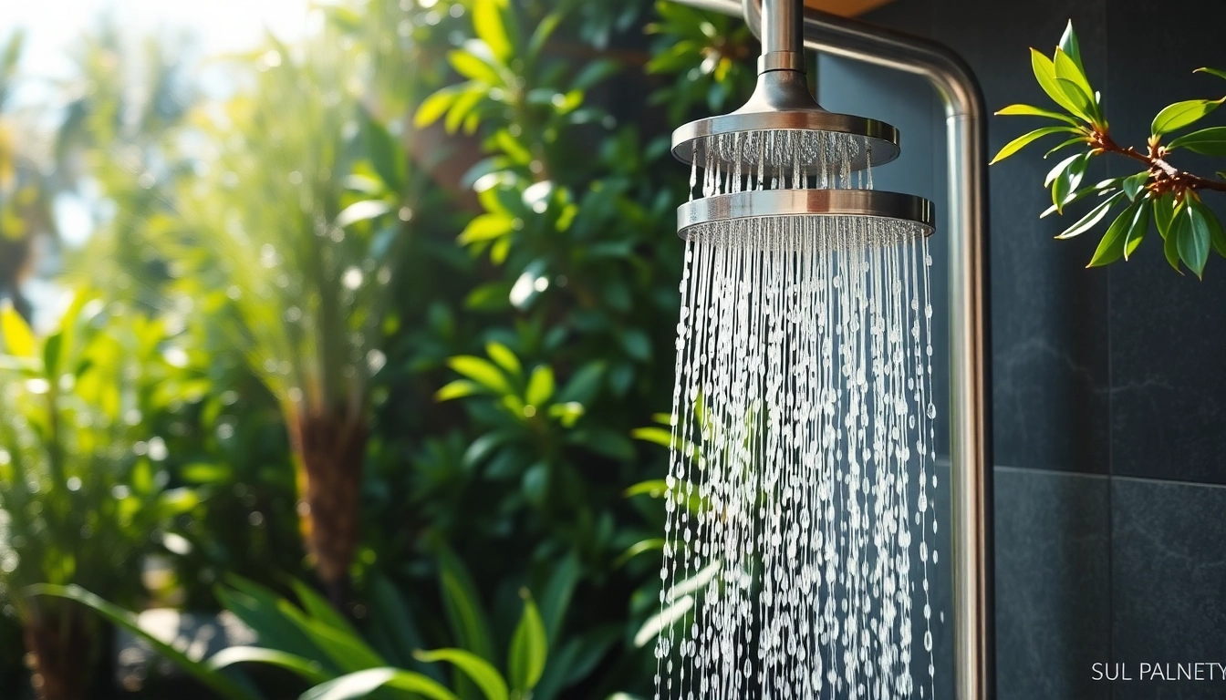 Experience luxury with a sunlight-drenched shower from sunny shower usa inc in an elegant garden setting.
