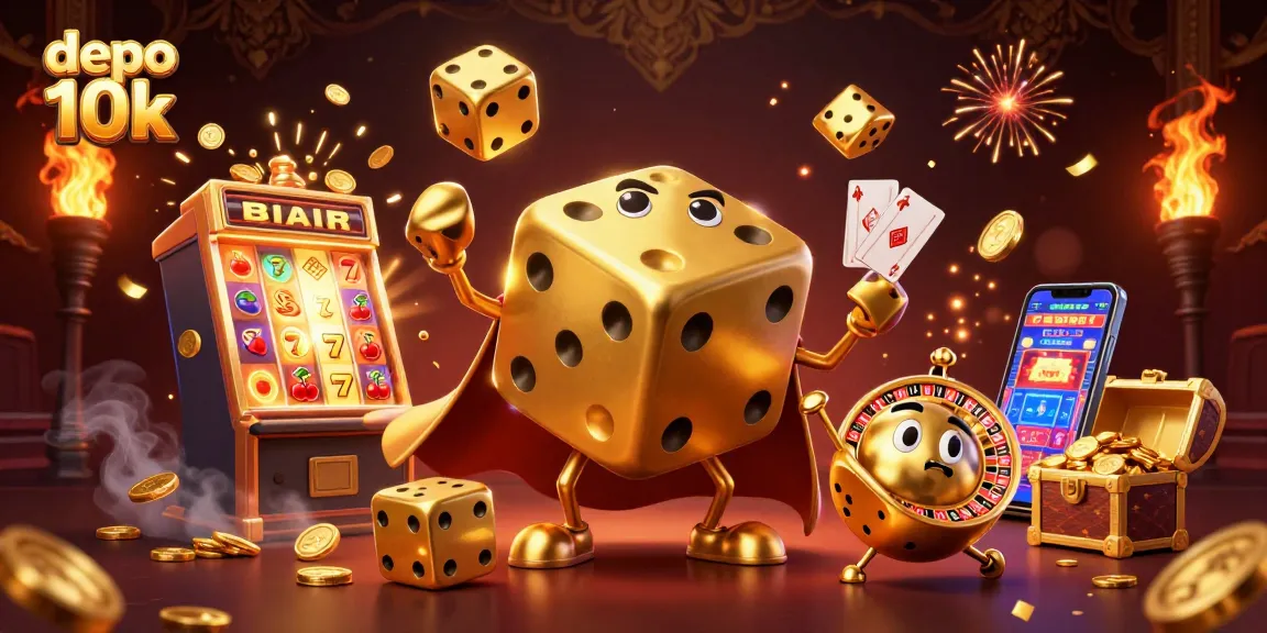 Experience thrilling gameplay with depo 10k at vibrant casino slots, featuring golden dice and explosive jackpots.