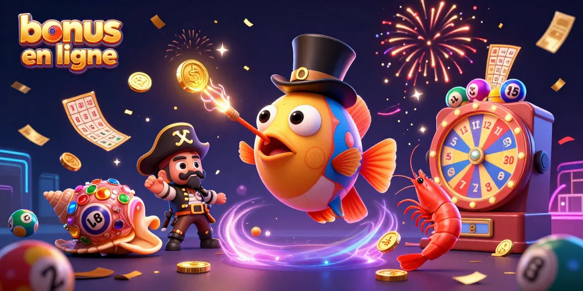 Profitez de l'univers du bonus casino en ligne avec une scène dynamique de personnages marins.