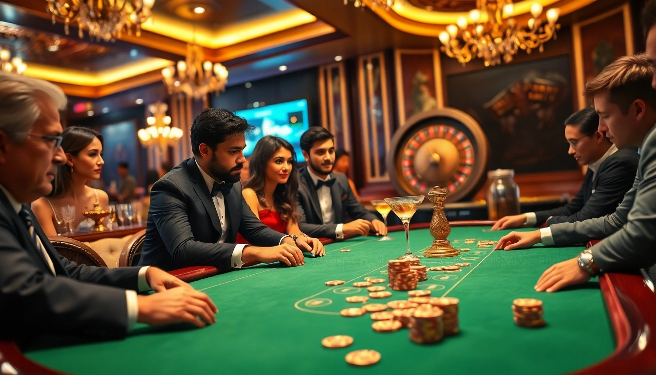 Vivez l'excitation du casino en ligne 2026 avec une scène de poker dynamique où des joueurs participent à une partie à enjeux élevés.