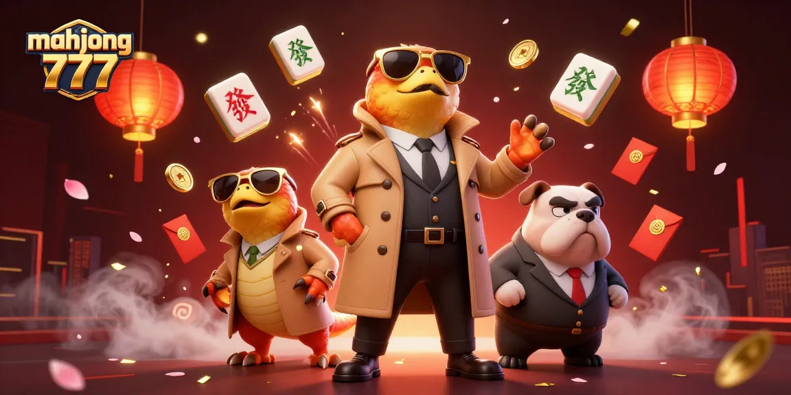 Experience the excitement of mahjong 777 with vibrant 3D raptor characters in a lively casino setting.