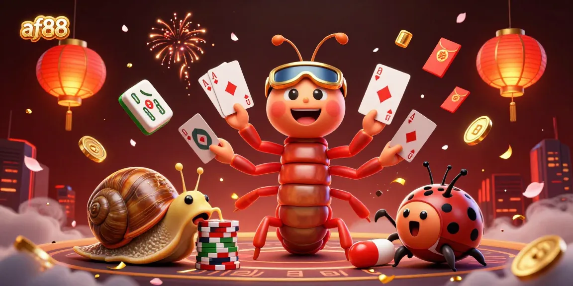 Engage in thrilling gameplay at af88 with a whimsical casino scene filled with vibrant characters and festive elements.