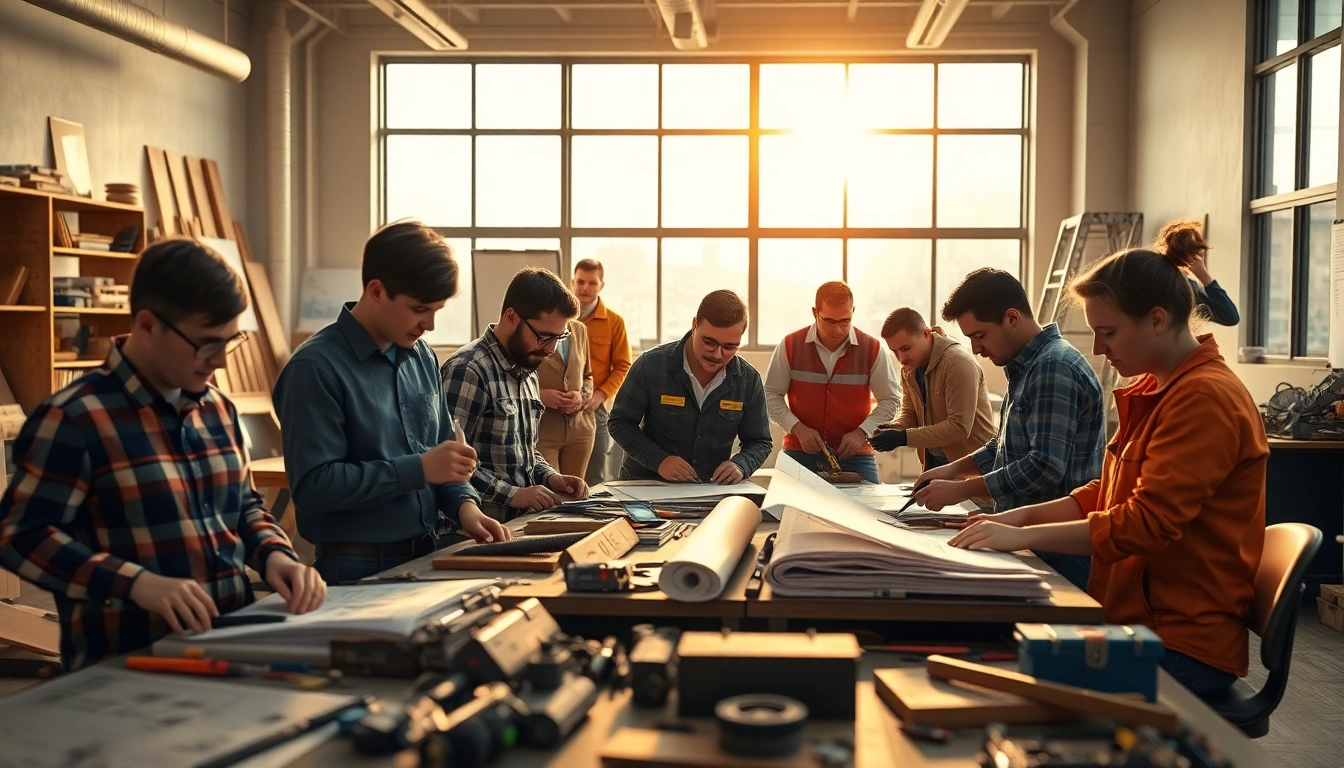 Students participating in construction classes in a vibrant classroom environment.