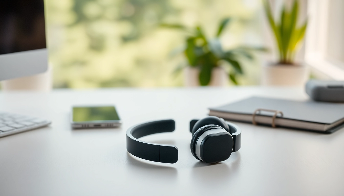 Showcasing Bone X2 Bone Conduction Headphones on a minimalist desk with tech accessories and greenery.
