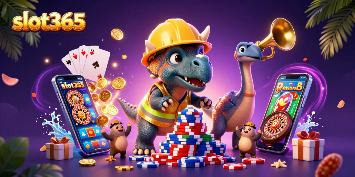 Experience the thrill of slot365 with vibrant casino-themed characters celebrating big wins.