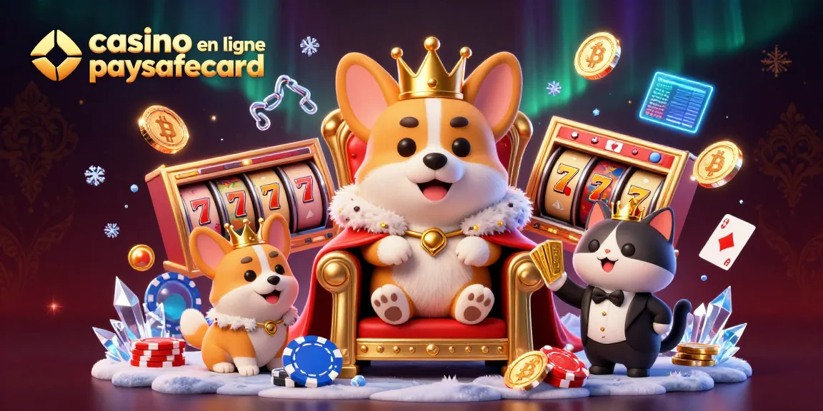 Jouez dans un casino en ligne paysafecard sécurisé avec un corgi royal entouré de symboles de machines à sous.