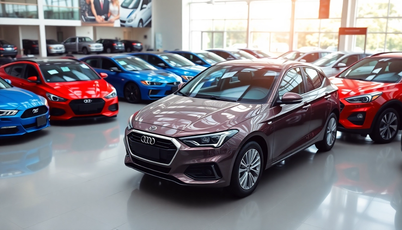 Buy a car with confidence in a vibrant dealership exhibiting diverse vehicle options.