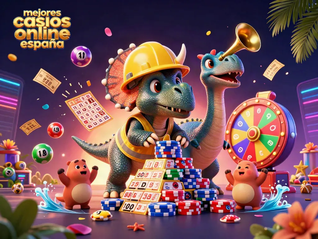 Construye tu estrategia en los mejores casinos online España con una divertida escena de casino.