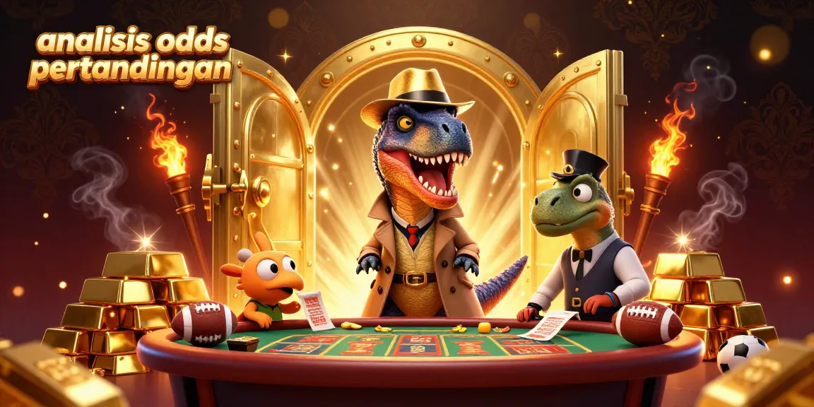 Engage in the excitement of analisis odds pertandingan with an illustration of a raptor card counter at a sports betting table.