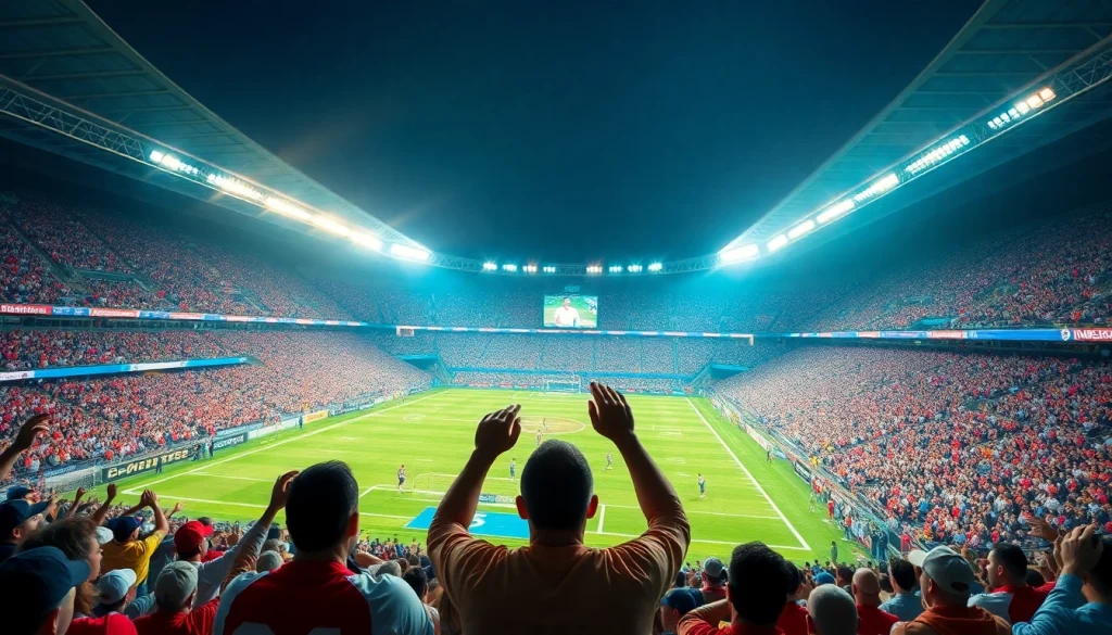 실시간스포츠중계 중인 스포츠 경기와 열렬한 팬들의 모습