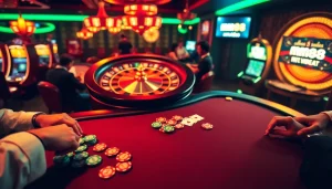 Experience thrilling poker gameplay at mm88 video, featuring colorful chips and an exciting roulette wheel.