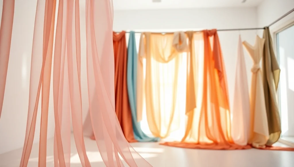 Mousseline stof met kleurrijke patronen en zachte textuur in een luchtige studio.