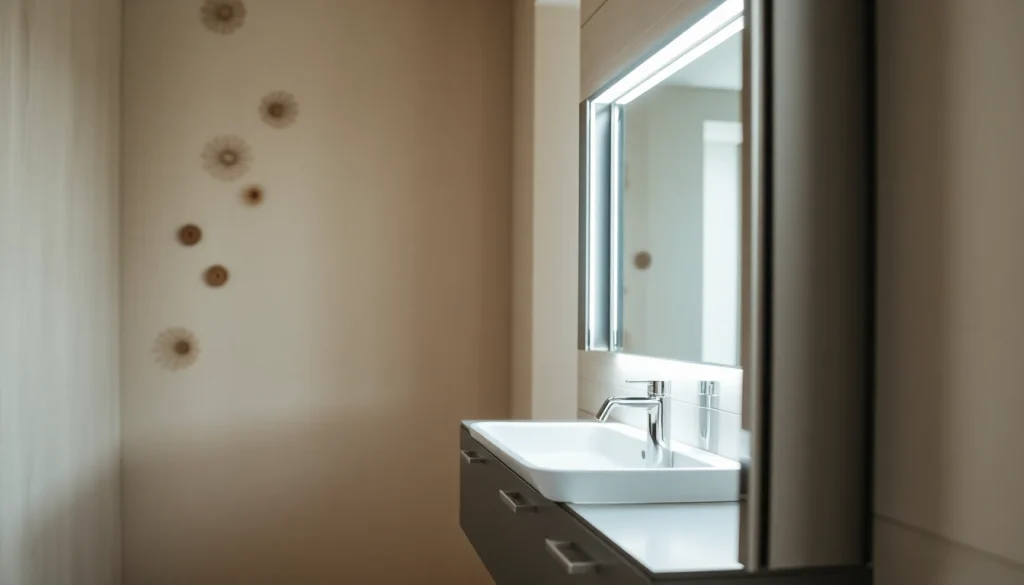 sonni Spiegelschrank im modernen Badezimmer-Design mit eleganten Details und LED-Beleuchtung.