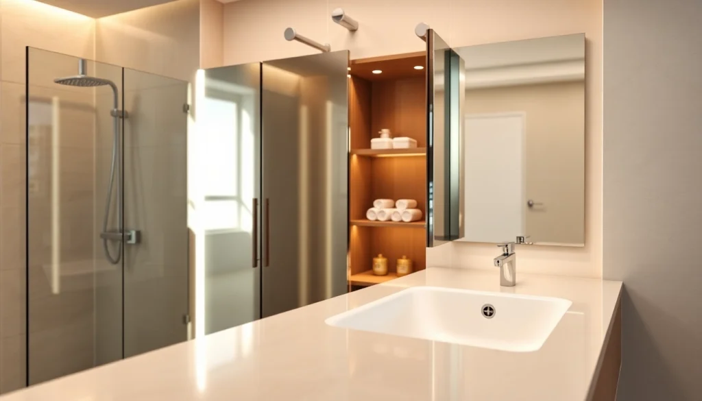 Erleben Sie den eleganten sonni Spiegelschrank mit sanfter Beleuchtung und modernem Design.