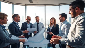 Business Consultants in Dubai collaborating over strategies in a modern office setting