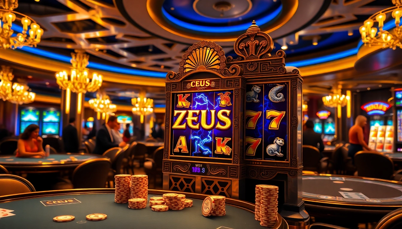 Rasakan pengalaman permainan yang mendebarkan pada mesin slot Zeus dalam suasana kasino yang semarak.