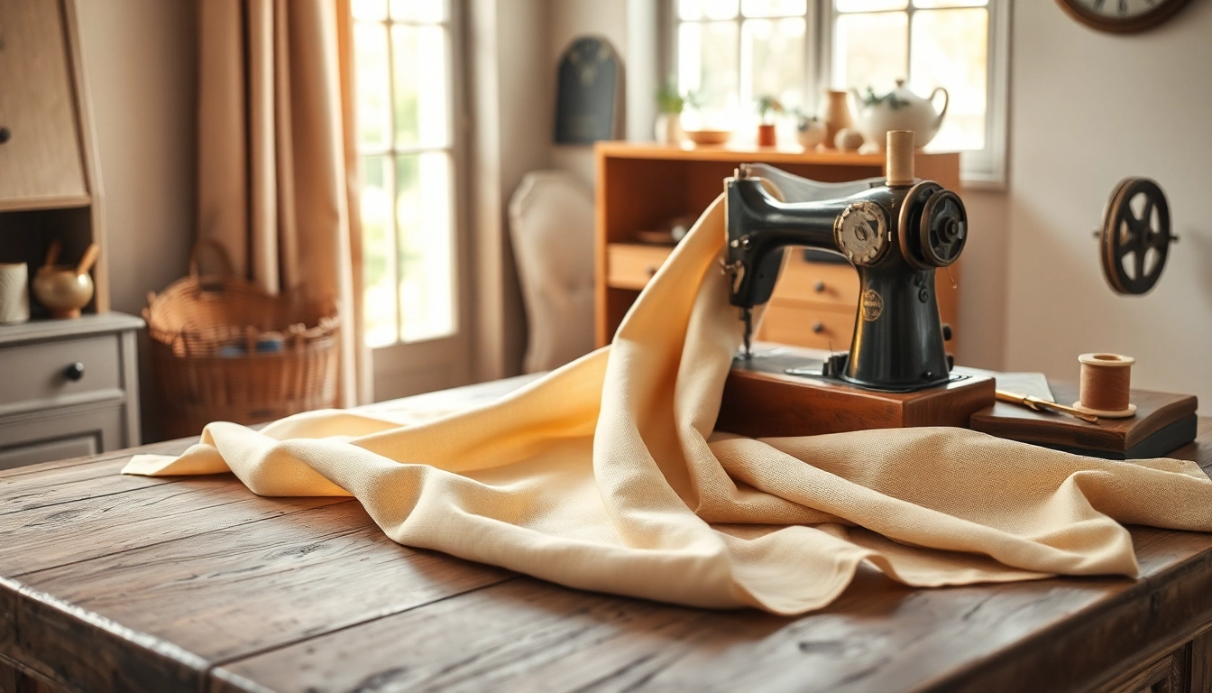 Stunning hydrofiel katoen fabric elegantly showcased with sewing props.