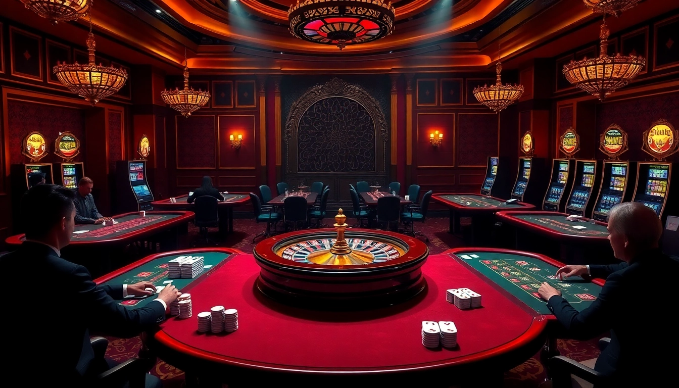 Players enjoying thrilling games at an opulent casino featuring gg88bz elements.